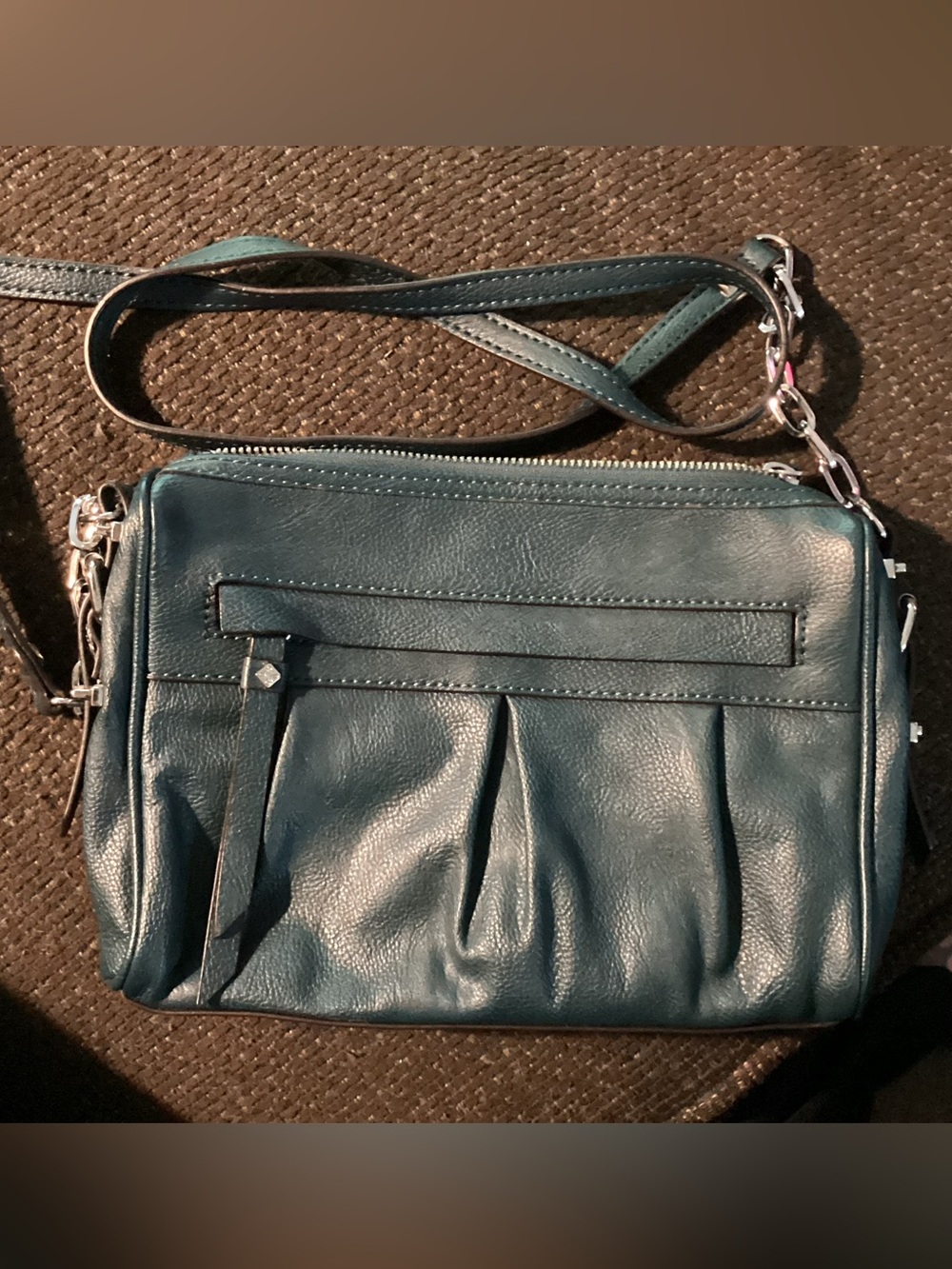 Simply Vera. Vera Wang  Leather Crossbody Bag with Front Pleats